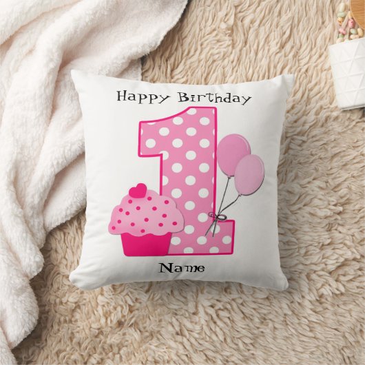 パーソナライズなベビーの第1誕生日の枕 クッション (ブランケット)