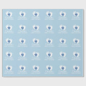 パーソナライズなベビーシャワーの青い足のハートの男の子 ラッピングペーパー (フラット)