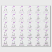 パーソナライズなベビーシャワー紫色象の女の子 ラッピングペーパー (フラット)