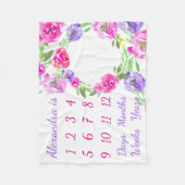 パーソナライズなベビー月週の年齢のマイル標石の成長 フリースブランケット (正面)