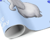 パーソナライズなベビー象の第1子供の誕生会 ラッピングペーパー (ロールコーナー)