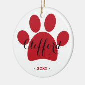 パーソナライズなペット休日のオーナメント|の赤い足 セラミックオーナメント (左)
