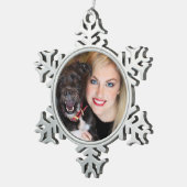 パーソナライズなペット写真のクリスマスのオーナメント スノーフレークピューターオーナメント (右)