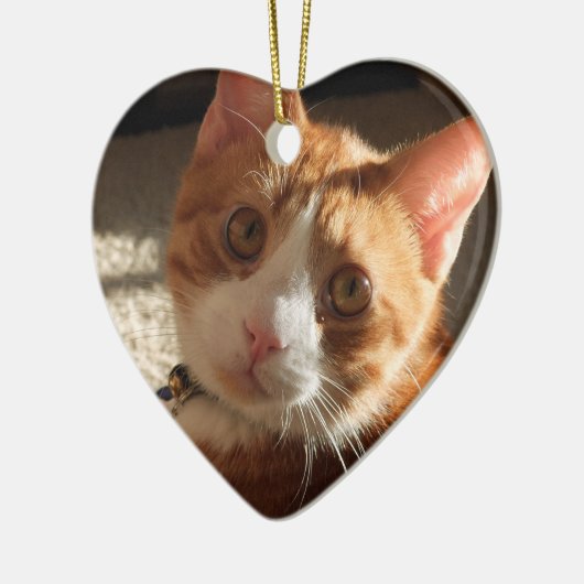 パーソナライズなペット写真のハートのオーナメント セラミックオーナメント (左)