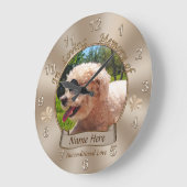 パーソナライズなペット記念のギフト名前、写真の時計 ラージ壁時計 (傾斜)