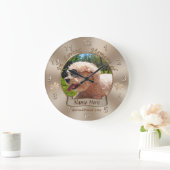 パーソナライズなペット記念のギフト名前、写真の時計 ラージ壁時計 (ホーム)