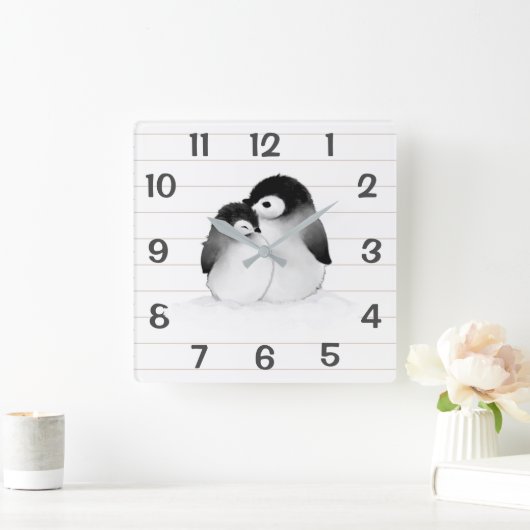 パーソナライズなペンギンによっては装飾の柱時計が家へ帰ります スクエア壁時計 (ホーム)