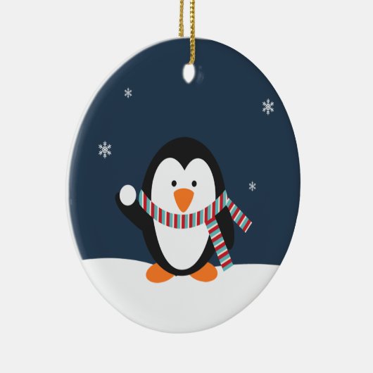 パーソナライズなペンギンのクリスマスのオーナメント セラミックオーナメント (右)