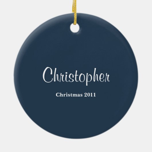 パーソナライズなペンギンのクリスマスのオーナメント セラミックオーナメント (裏面)