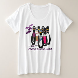 パーソナライズなペンギンのボウリングリーグ プラスサイズTシャツ