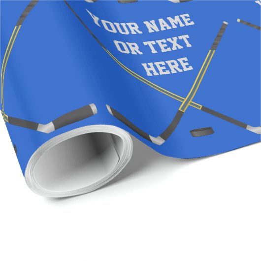 パーソナライズなホッケーのギフトの包装紙、あなたの文字 ラッピングペーパー (ロールコーナー)