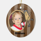 パーソナライズなホッケーのナットの写真のオーナメント セラミックオーナメント (左)