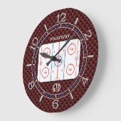 パーソナライズなホッケーのリンクの図表赤いカーボンスタイル ラージ壁時計 (傾斜)