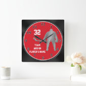 パーソナライズなホッケーチームのギフトあなたの文字、色 スクエア壁時計 (ホーム)