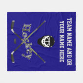 パーソナライズなホッケー毛布、あなたの文字および色 フリースブランケット (正面(横))