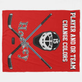 パーソナライズなホッケー毛布、あなたの文字および色 フリースブランケット (正面(横))