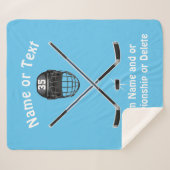 パーソナライズなホッケー毛布、あなたの色および文字 シェルパブランケット (正面(横))