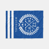 パーソナライズなホッケー選手オールスターの青 フリースブランケット (正面(横))