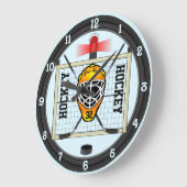 パーソナライズなホッケー ラージ壁時計 (傾斜)