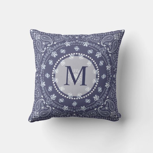 パーソナライズなボヘミアのスタイルの濃紺のペイズリー クッション (裏面)