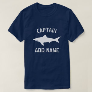 パーソナライズなボートの大尉の一流の鮫のロゴのTシャツ Tシャツ