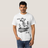 パーソナライズなボートの大尉の名前のいかりのTシャツ Tシャツ (正面フル)