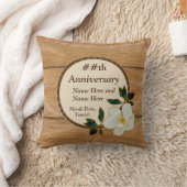 パーソナライズなマグノリアおよび木記念日の枕 クッション (ブランケット)