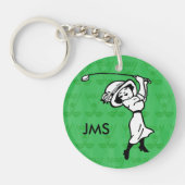 パーソナライズなメスのゴルフ漫画のゴルファー キーホルダー (正面)