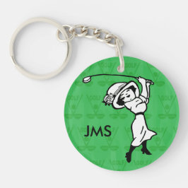 パーソナライズなメスのゴルフ漫画のゴルファー キーホルダー