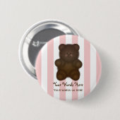 パーソナライズなメッセージのテディー・ベアボタン 缶バッジ (正面&裏面)