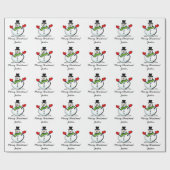 パーソナライズなメリークリスマスのかわいく白い雪だるま ラッピングペーパー (フラット)