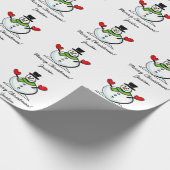 パーソナライズなメリークリスマスのかわいく白い雪だるま ラッピングペーパー (角)