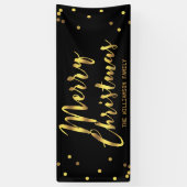 パーソナライズなメリークリスマスのフェイクな金ゴールドの紙吹雪 横断幕 (縦)