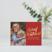 パーソナライズなメリークリスマスの写真の郵便はがき シーズンポストカード (スタンド正面)