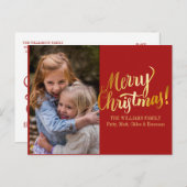 パーソナライズなメリークリスマスの写真の郵便はがき シーズンポストカード (正面/裏面)