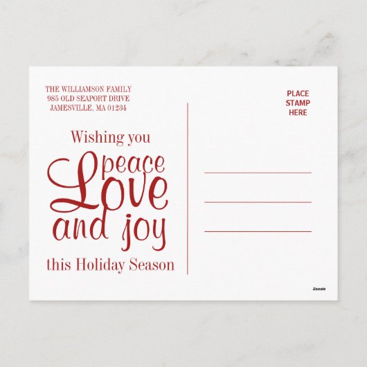 パーソナライズなメリークリスマスの写真の郵便はがき シーズンポストカード (裏面)