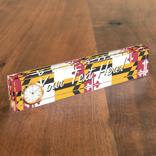 パーソナライズなメリーランドの州の旗のデザイン デスクネームプレート (側面)