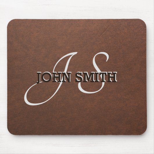 パーソナライズなメンズモノグラムの革質の一見 マウスパッド (正面)