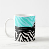 パーソナライズなモダンでガーリーで黒い水のシマウマのプリント コーヒーマグカップ (左)