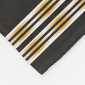 パーソナライズなモダンで黒い金ゴールドの白のストライプ フリースブランケット (角)