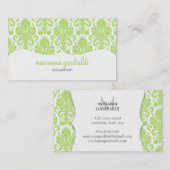 パーソナライズなモダンなダマスク織の緑 名刺 (正面/裏面)