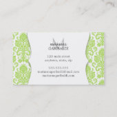 パーソナライズなモダンなダマスク織の緑 名刺 (裏面)