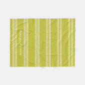 パーソナライズなモダンな緑の白のストライプ フリースブランケット (正面(横))