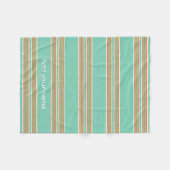 パーソナライズなモダンな緑の白のストライプ フリースブランケット (正面(横))