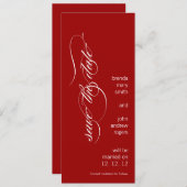 パーソナライズなモダンの保存赤と白日付 セーブザデート (正面/裏面)