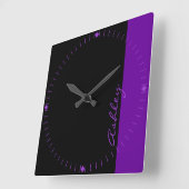 パーソナライズなモダン519の紫色 スクエア壁時計 (傾斜)