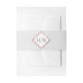 パーソナライズなモノグラムのばら色の金ゴールドの大理石の結婚式 招待状ベリーバンド (正面例)