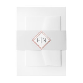 パーソナライズなモノグラムのばら色の金ゴールドの大理石の結婚式 招待状ベリーバンド