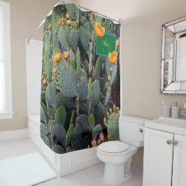 パーソナライズなモノグラムのオレンジウチワサボテンサボテン2 シャワーカーテン