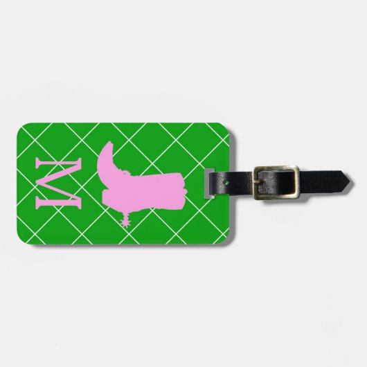 パーソナライズなモノグラムのカウボーイの女性のカーボーイは荷物を追い出します ラゲッジタグ (正面横)